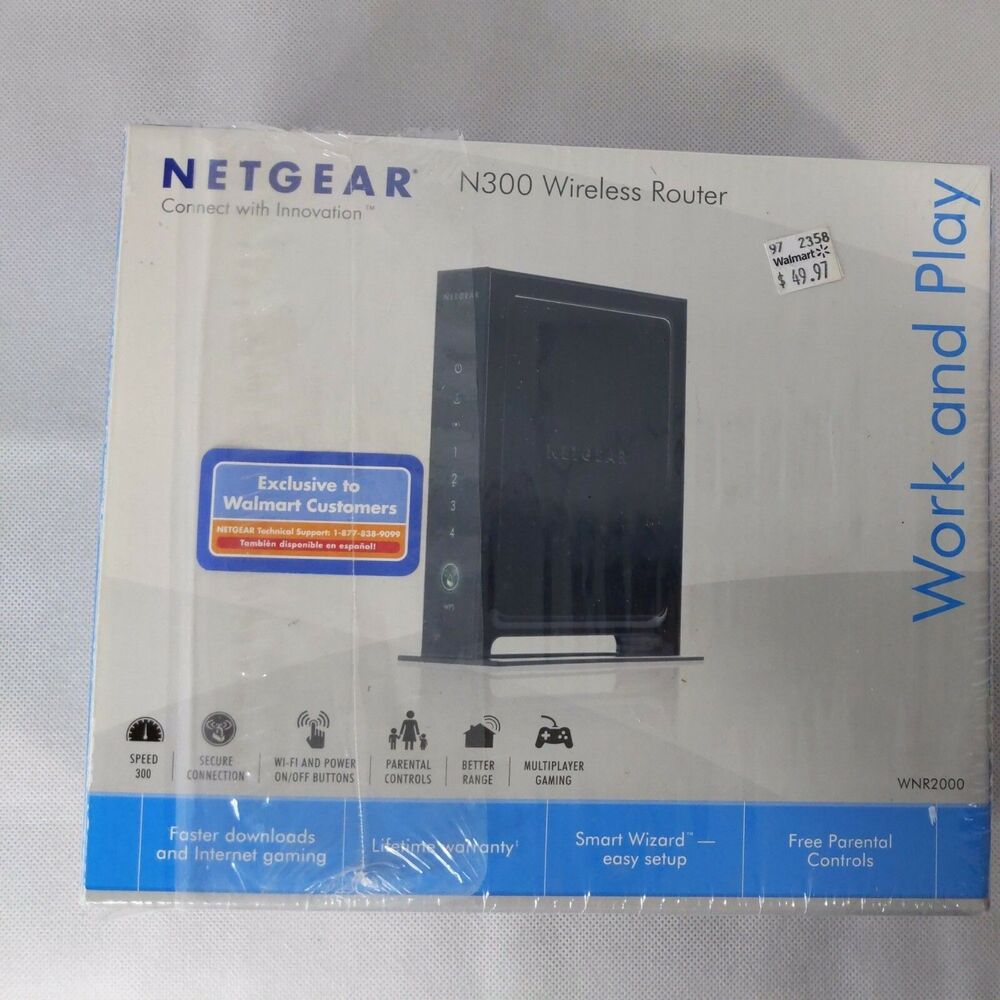 NETGEAR ROUTER N300 Wireless, 300 Mbps 4-Port 10/100  Model: (WNR2000)